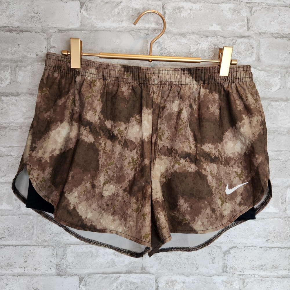 Nike Running Shorts Camo Olive Green Lined Athletic tagged 3XL but fits S/M